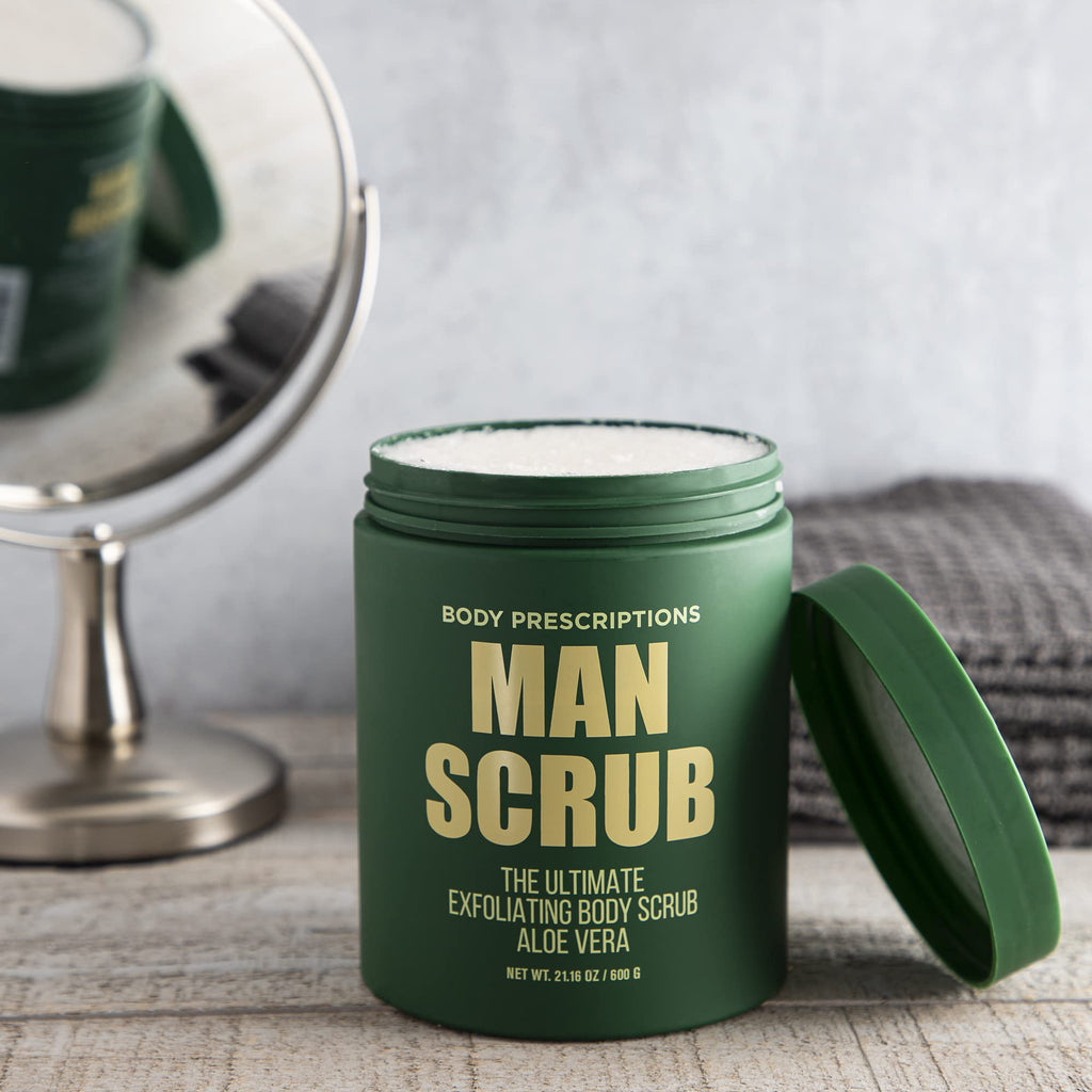 Body Prescriptions Mens Exfoliating Body Scrub – Aloe Vera, 21 oz Jar, All Skin Types
