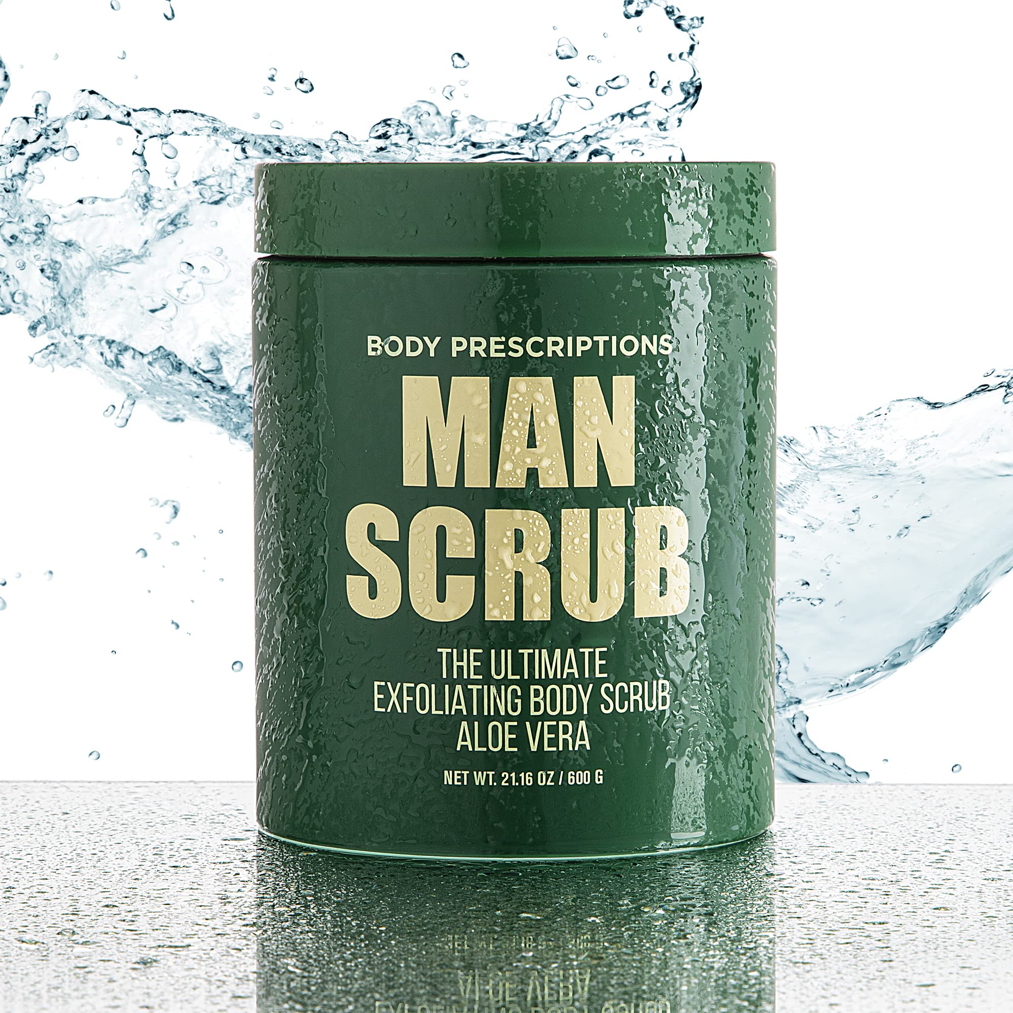 Body Prescriptions Mens Exfoliating Body Scrub – Aloe Vera, 21 oz Jar, All Skin Types