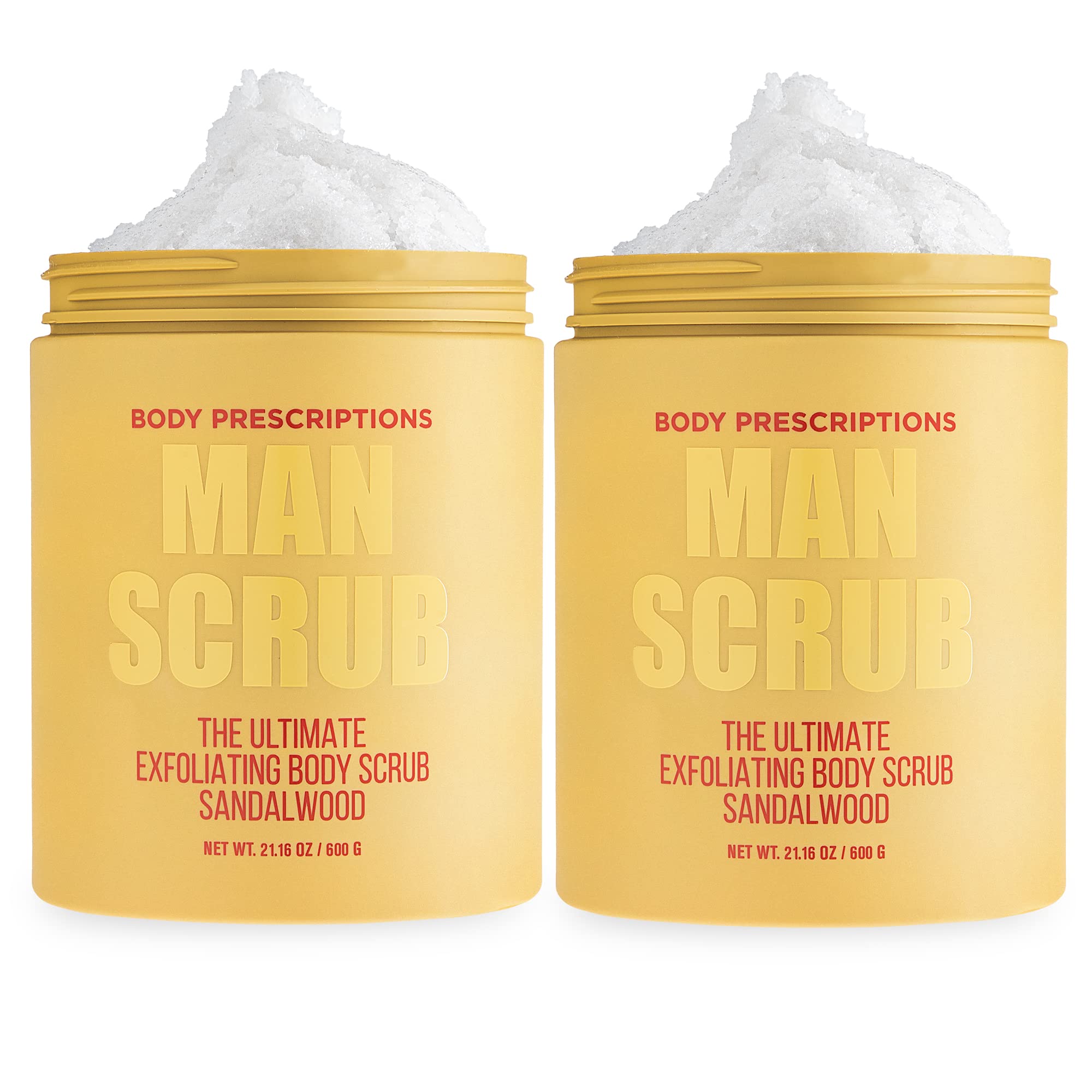 Body Prescriptions Men’s Exfoliating Scrub – Sandalwood Twin Pack, 21 oz x 2