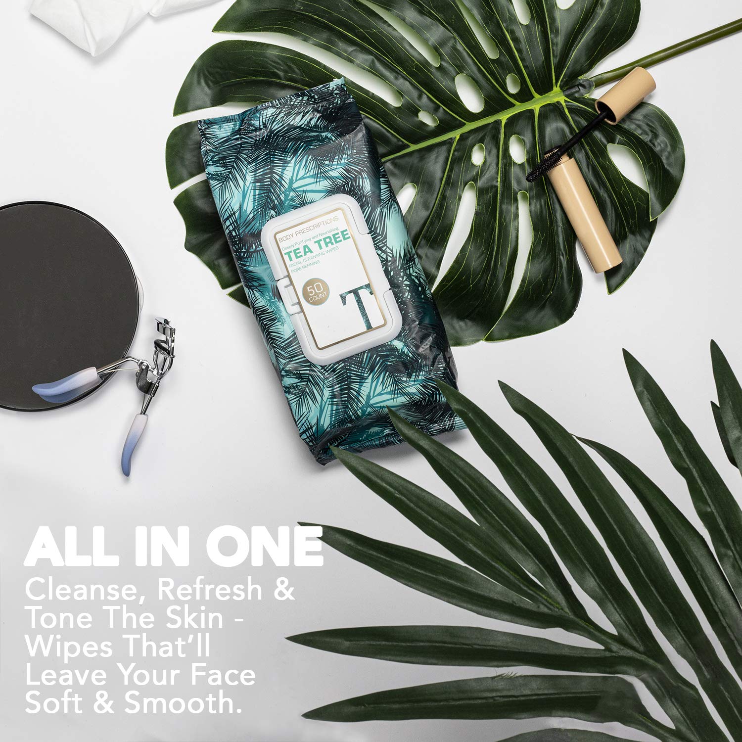 Body Prescriptions Tea Tree Makeup Cleansing Wipes – Gentle Face Wipes, 2x50 Count