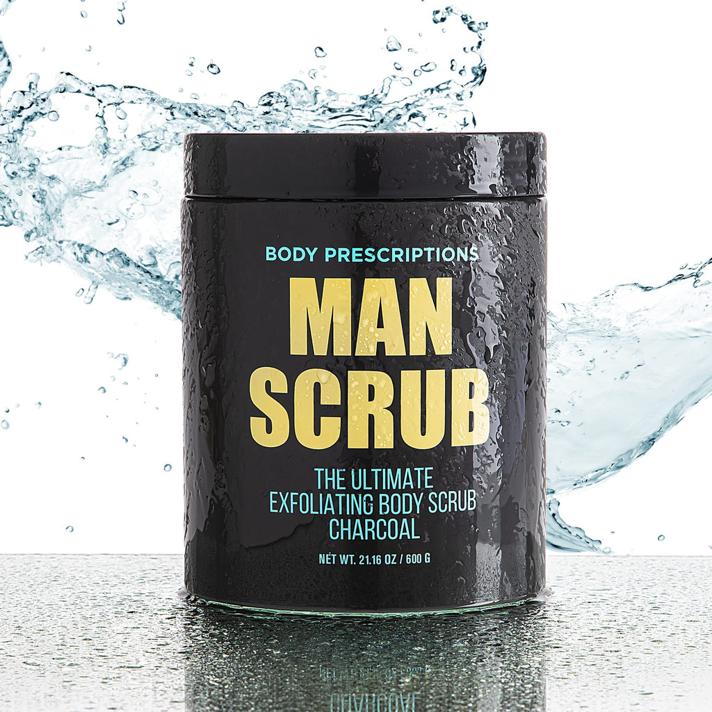 Body Prescriptions Men's Exfoliating Body Scrub - Charcoal, 21 oz Jar with Twist-Top Lid