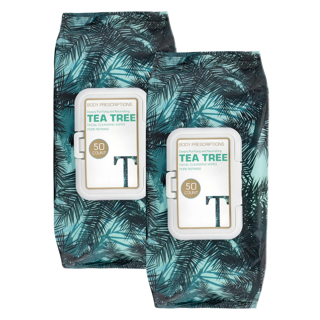 Body Prescriptions Tea Tree Makeup Cleansing Wipes – Gentle Face Wipes, 2x50 Count