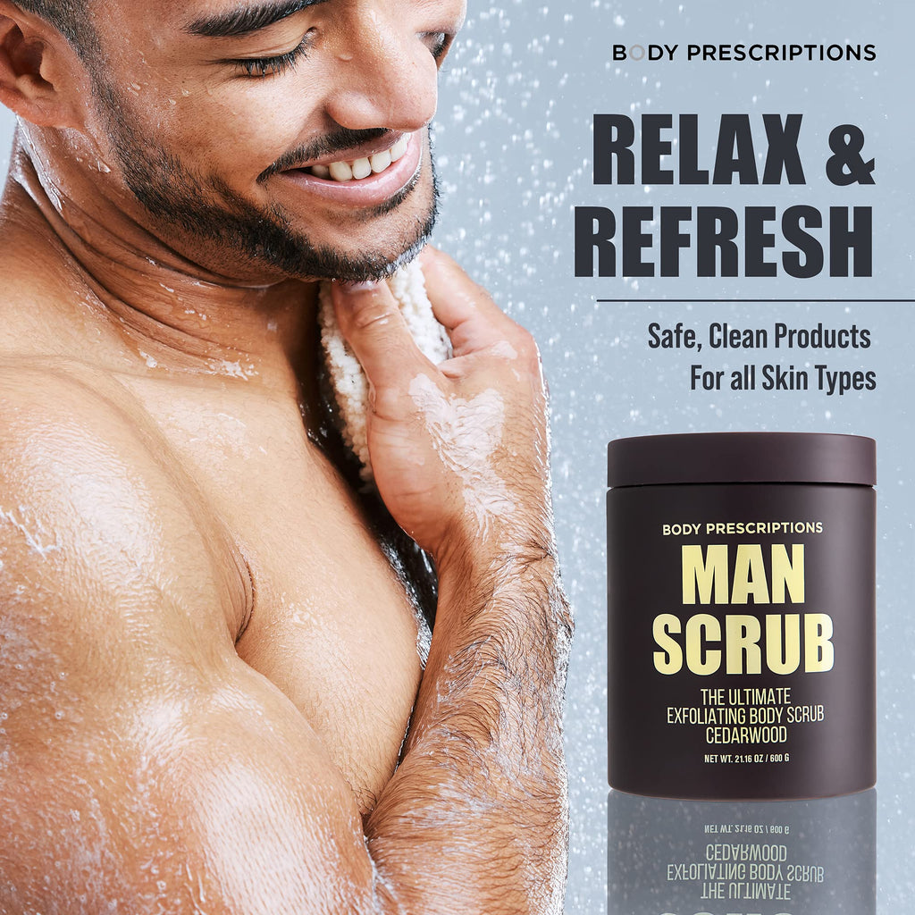 Body Prescriptions Men’s Exfoliating Body Scrub – Cedarwood 2-Pack, 21 oz