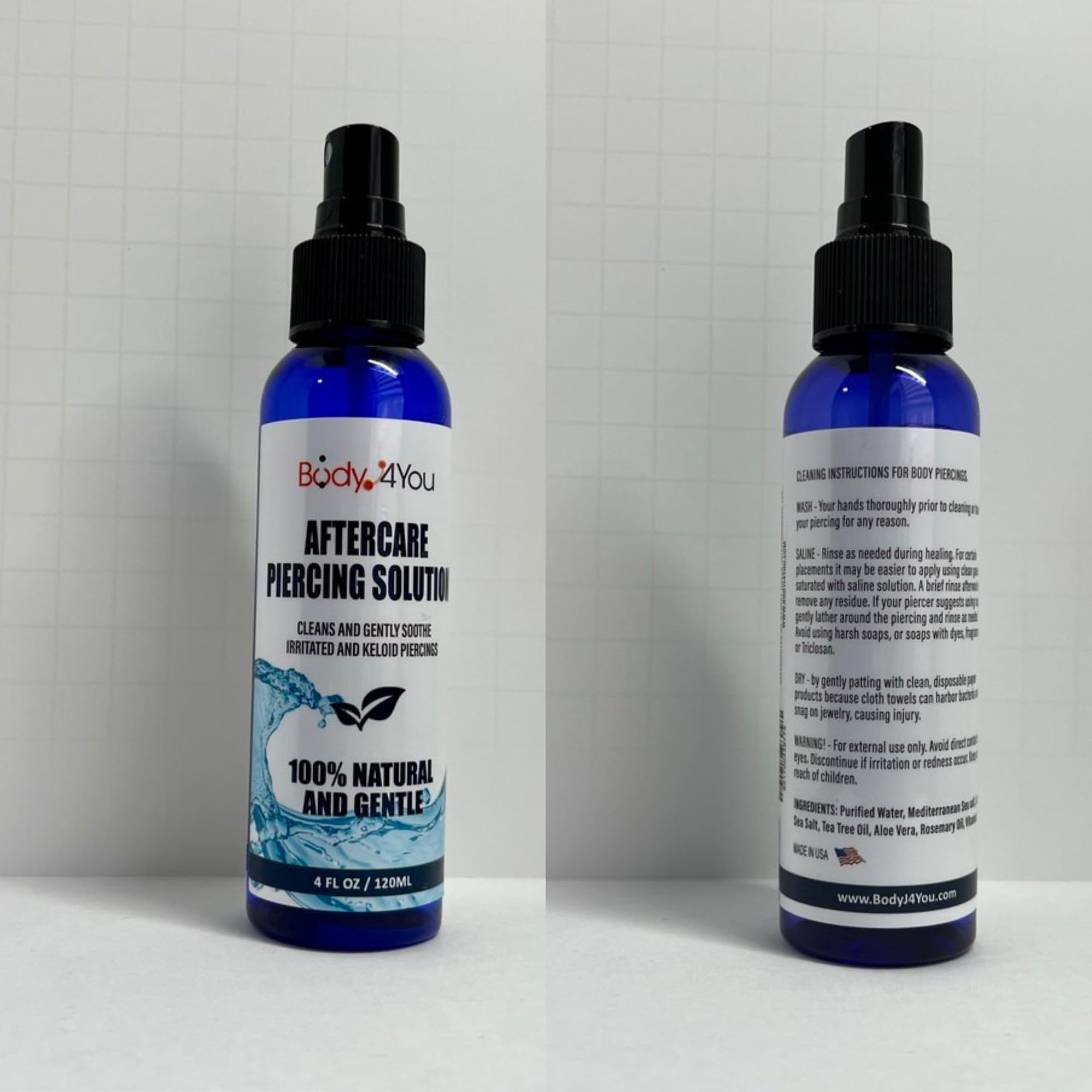 BodyJ4You Piercing Aftercare Spray – Saline Cleanser for Piercings (Pack of 24)