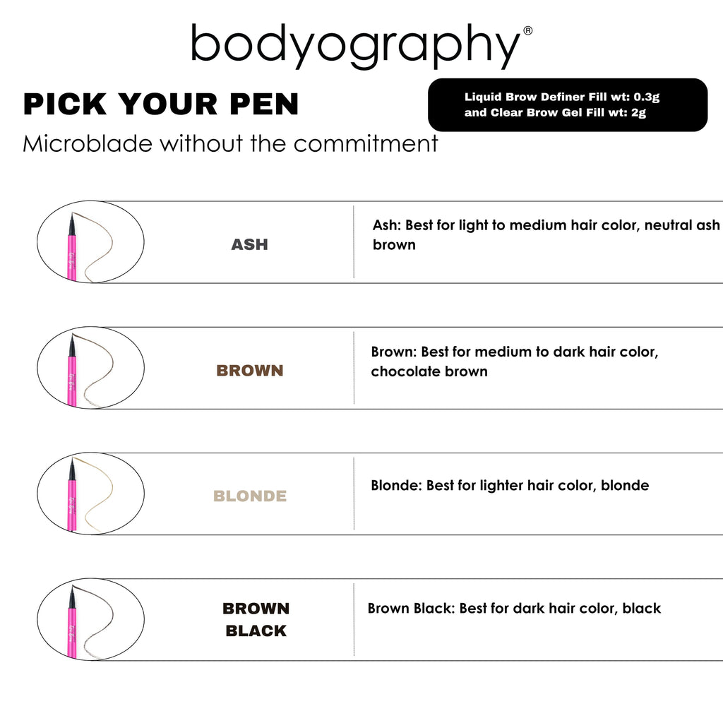 Bodyography Epic Brow: 2-in-1 Clear Gel + Micro-Fine Pen in Blonde – Long-Wear Brow Shaper