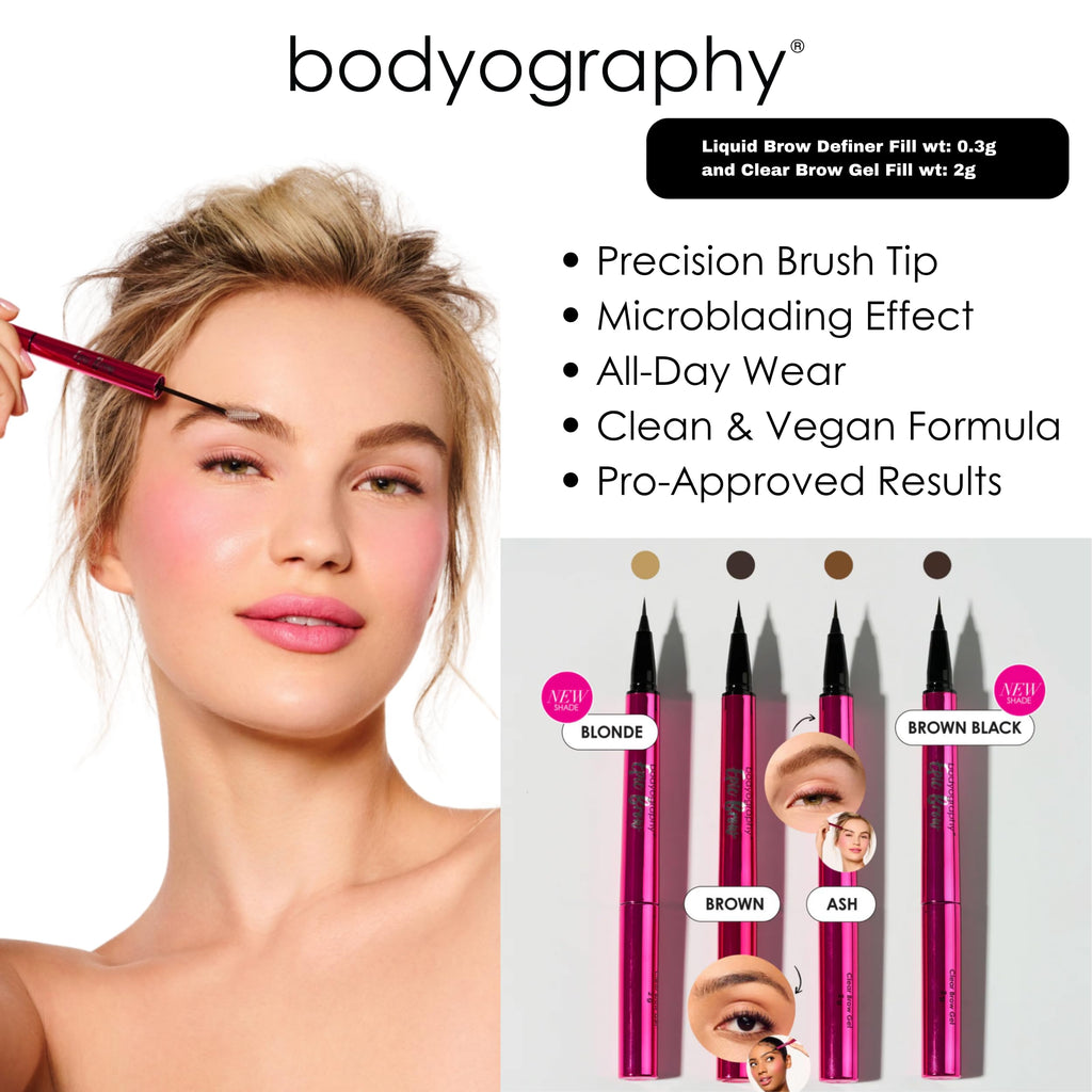 Bodyography Epic Brow: 2-in-1 Clear Gel + Micro-Fine Pen in Blonde – Long-Wear Brow Shaper