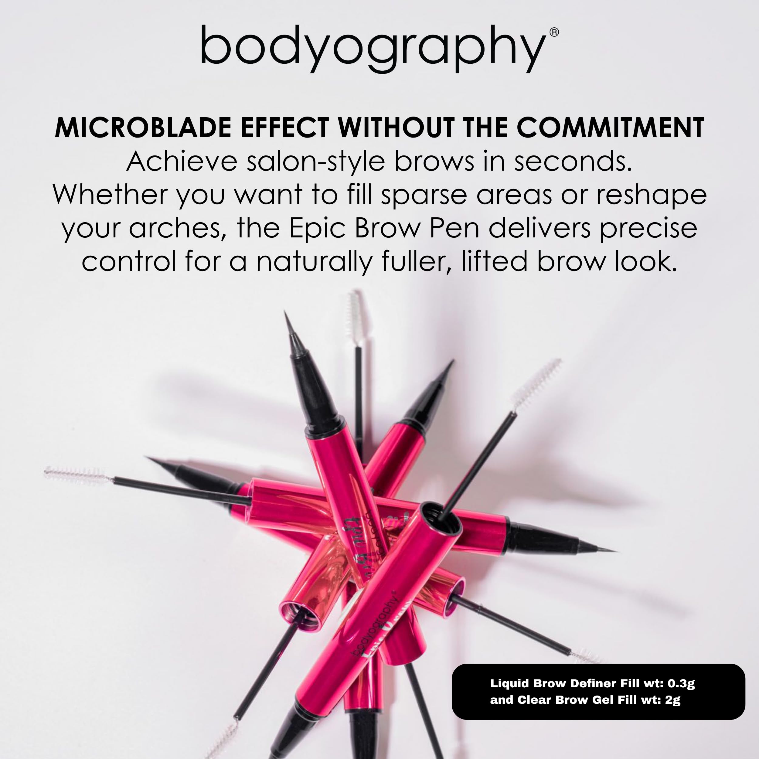 Bodyography Epic Brow: 2-in-1 Clear Gel + Micro-Fine Pen in Blonde – Long-Wear Brow Shaper