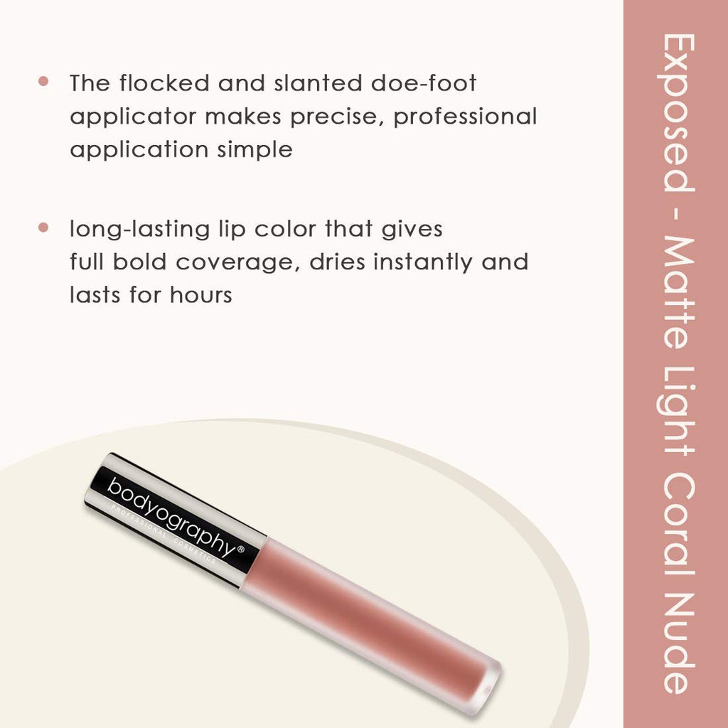 Bodyography Lip Lava Matte Liquid Lipstick Exposed – Light Coral Nude Matte