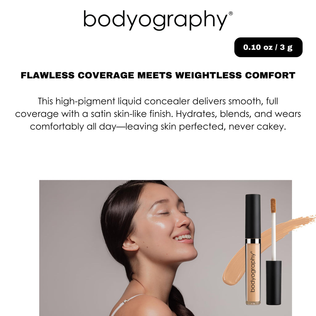 Bodyography Skin Slip Full-Coverage Concealer | Hydrating, Buildable 35% Pigment | Satin Finish