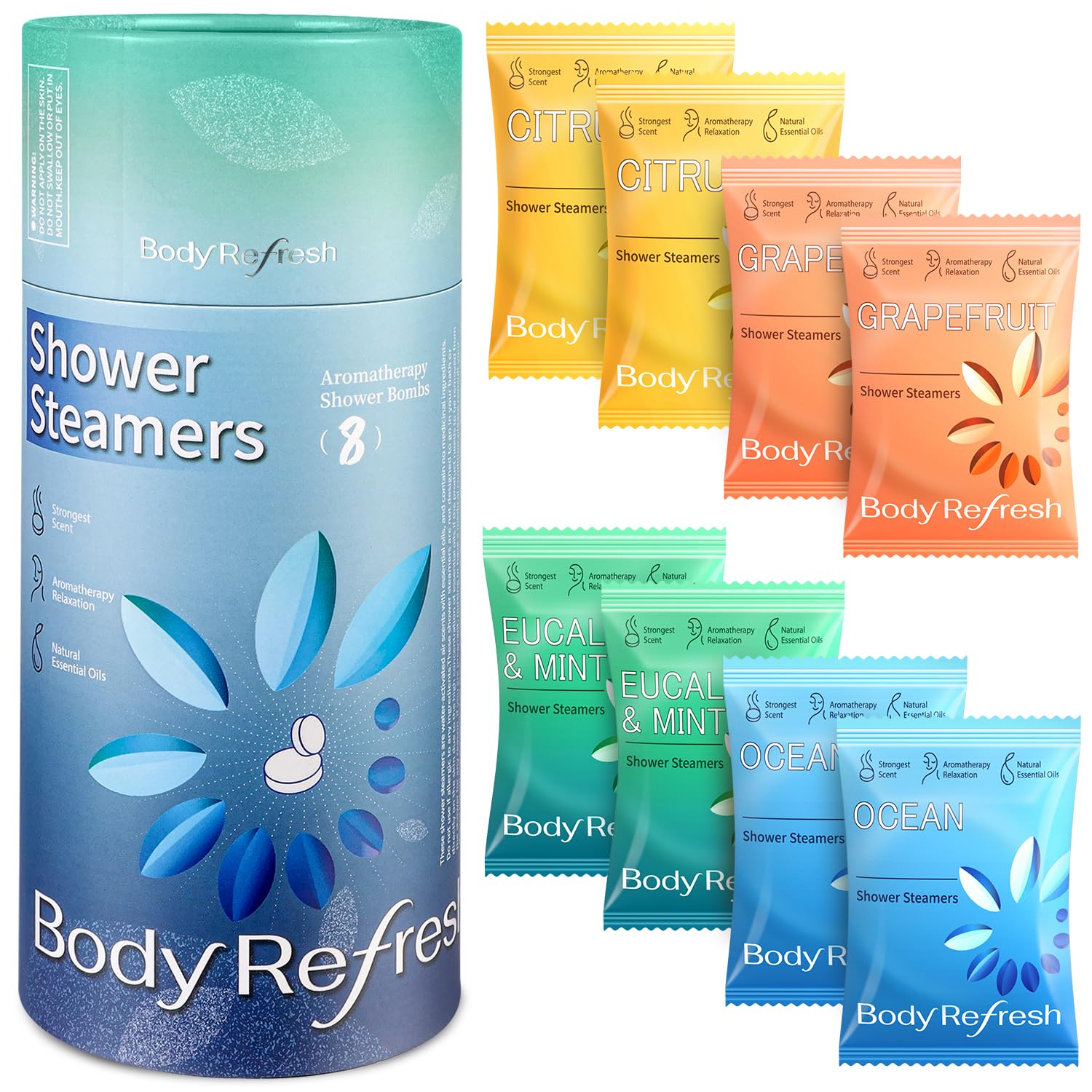 BodyRefresh Shower Steamers 8-Pack | Aromatherapy for Relaxation & Self-Care