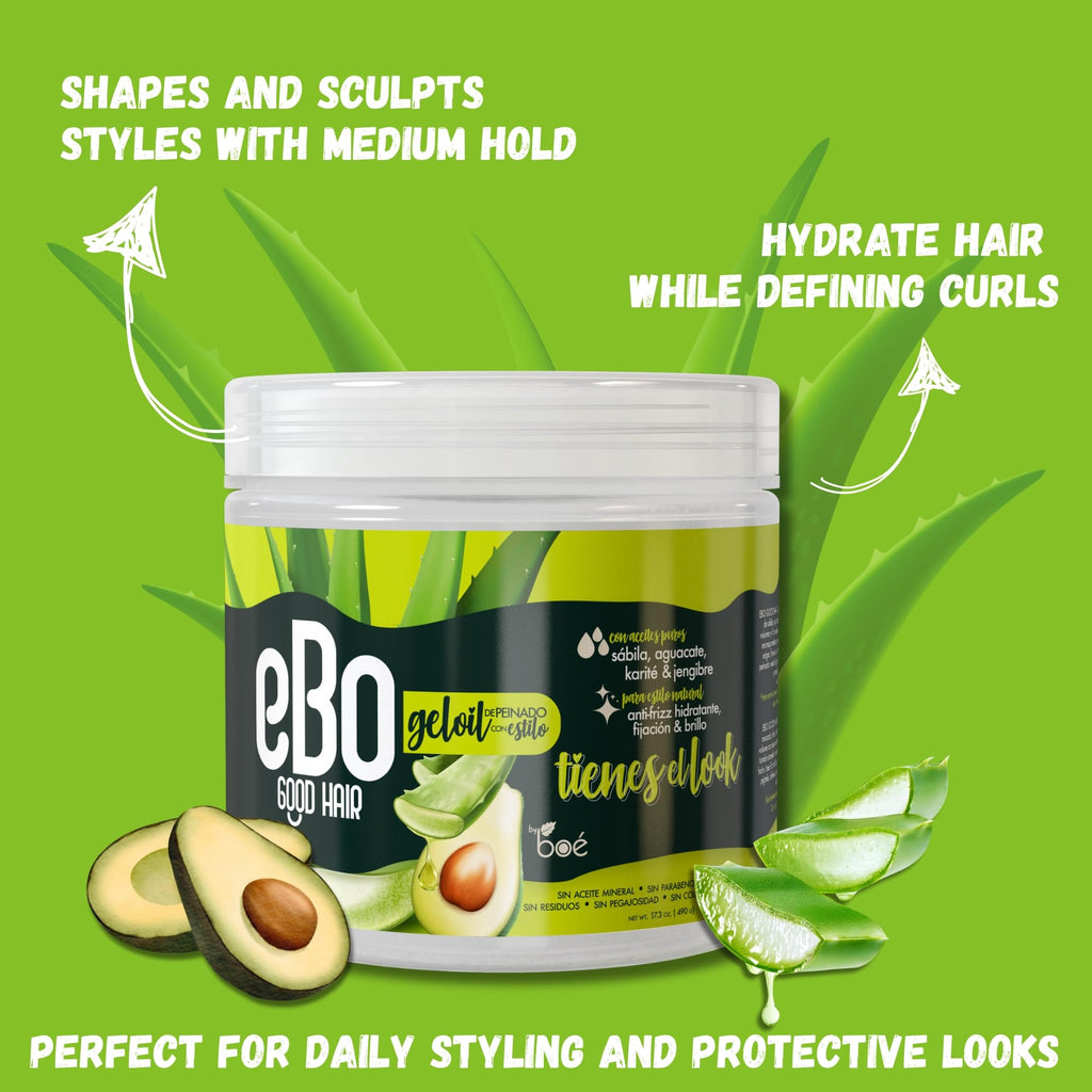 BOÉ COSMETICS EBO GelOil Styling Gel – Curl Definition, Anti-Frizz Hold & Shine (17.3 oz)
