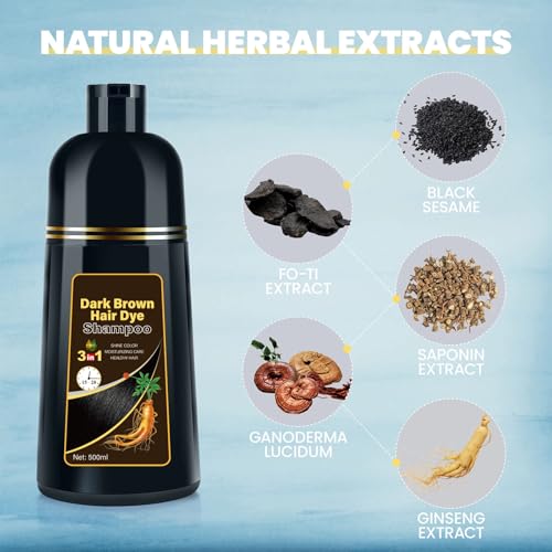BOJICA Hair Dye Shampoo for Gray Hair Coverage – 3-in-1 Semi-Permanent Color Shampoo, Dark Brown