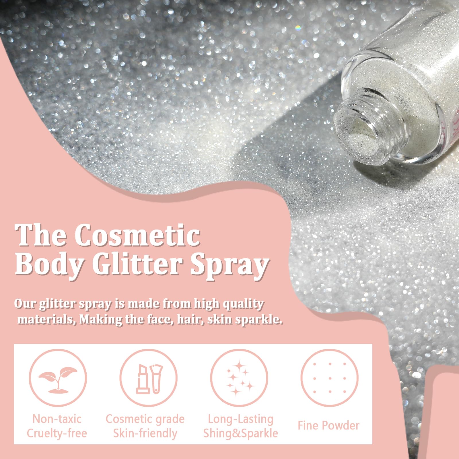 Boko Body Glitter Spray – Sparkling Glitter for Face, Hair, Body & Fashion