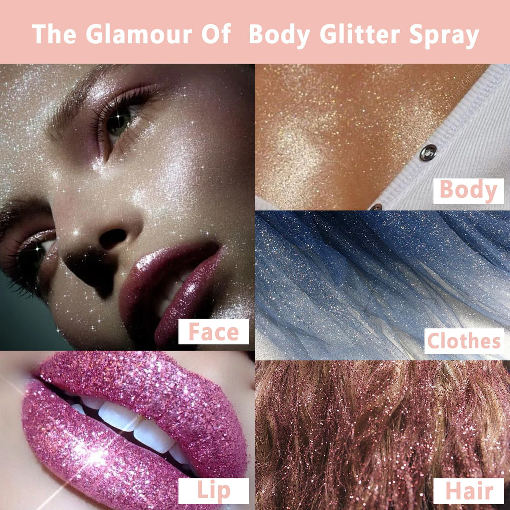 Boko Body Glitter Spray – Iridescent Sparkle for Face, Hair & More | 8 Colors