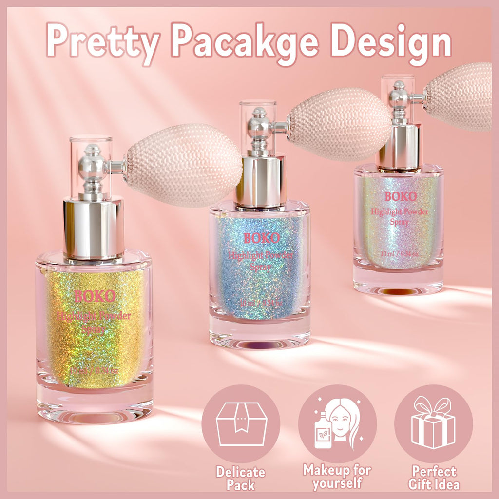 Boko Body Glitter Spray – Holographic Gold Glitter for Body, Hair, Face & Clothes | 8 Colors