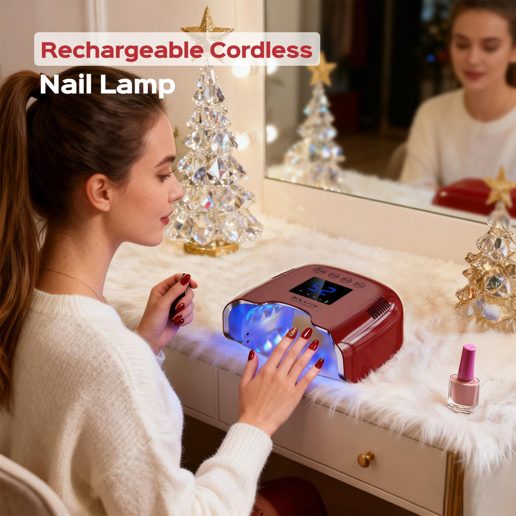 BOLASEN Limited Edition Cordless UV LED Nail Lamp – 54W with Metallic Reflector