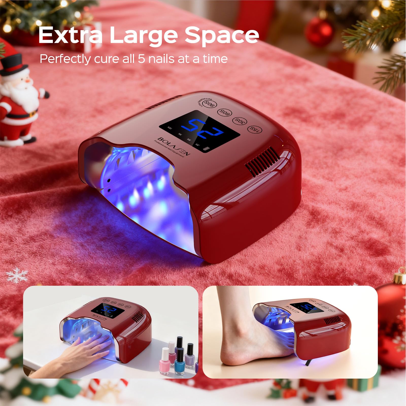 BOLASEN Limited Edition Cordless UV LED Nail Lamp – 54W with Metallic Reflector