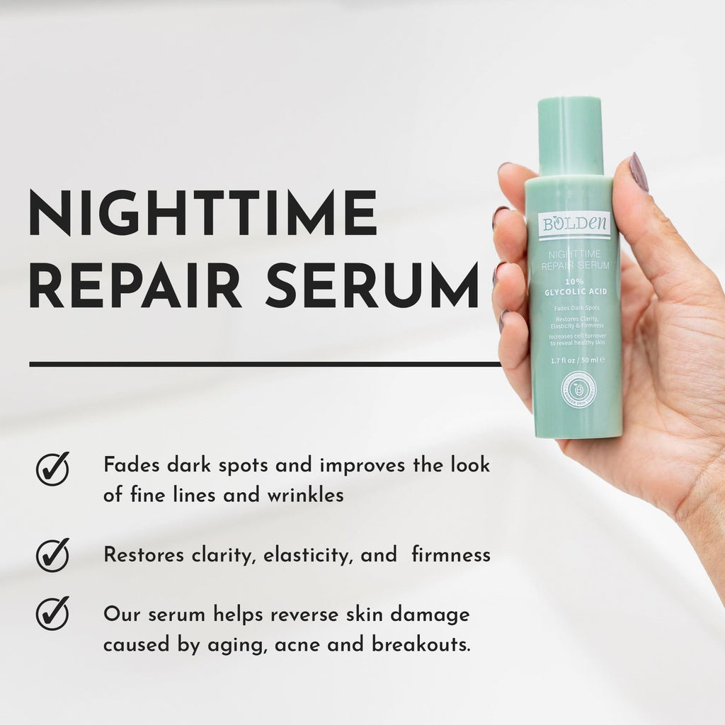 Bolden Nighttime Repair Serum | Dark Spots & Discoloration for Melanin-Rich & Acne-Prone Skin | 1.7 Fl Oz