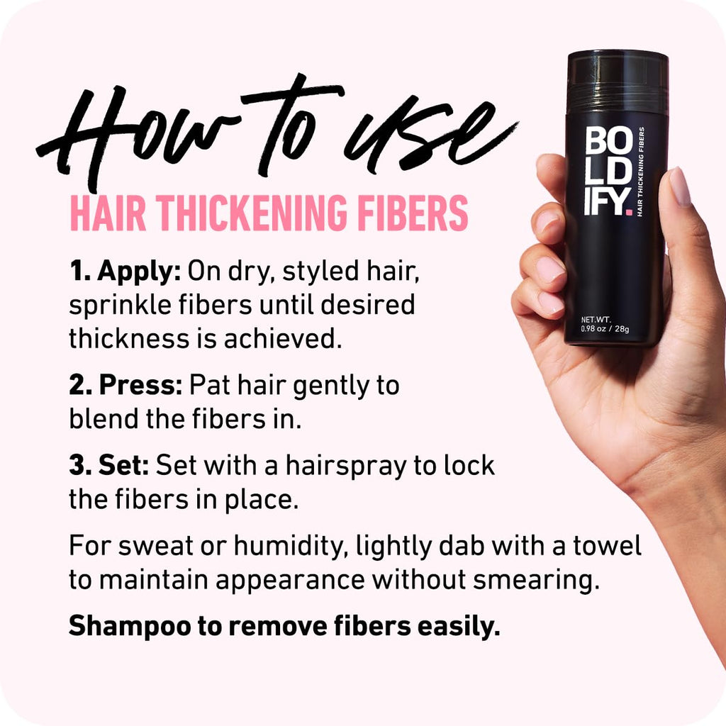 Boldify Hair Fibers (2x56g) – Instant Fuller Look for Thinning Hair (14 Shades) – Black