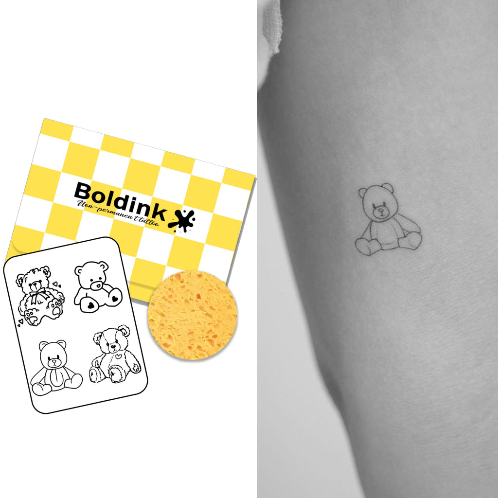 Boldink Bear Doll Semi-Permanent Tattoos – Realistic, Waterproof, 7–14 Day Wear
