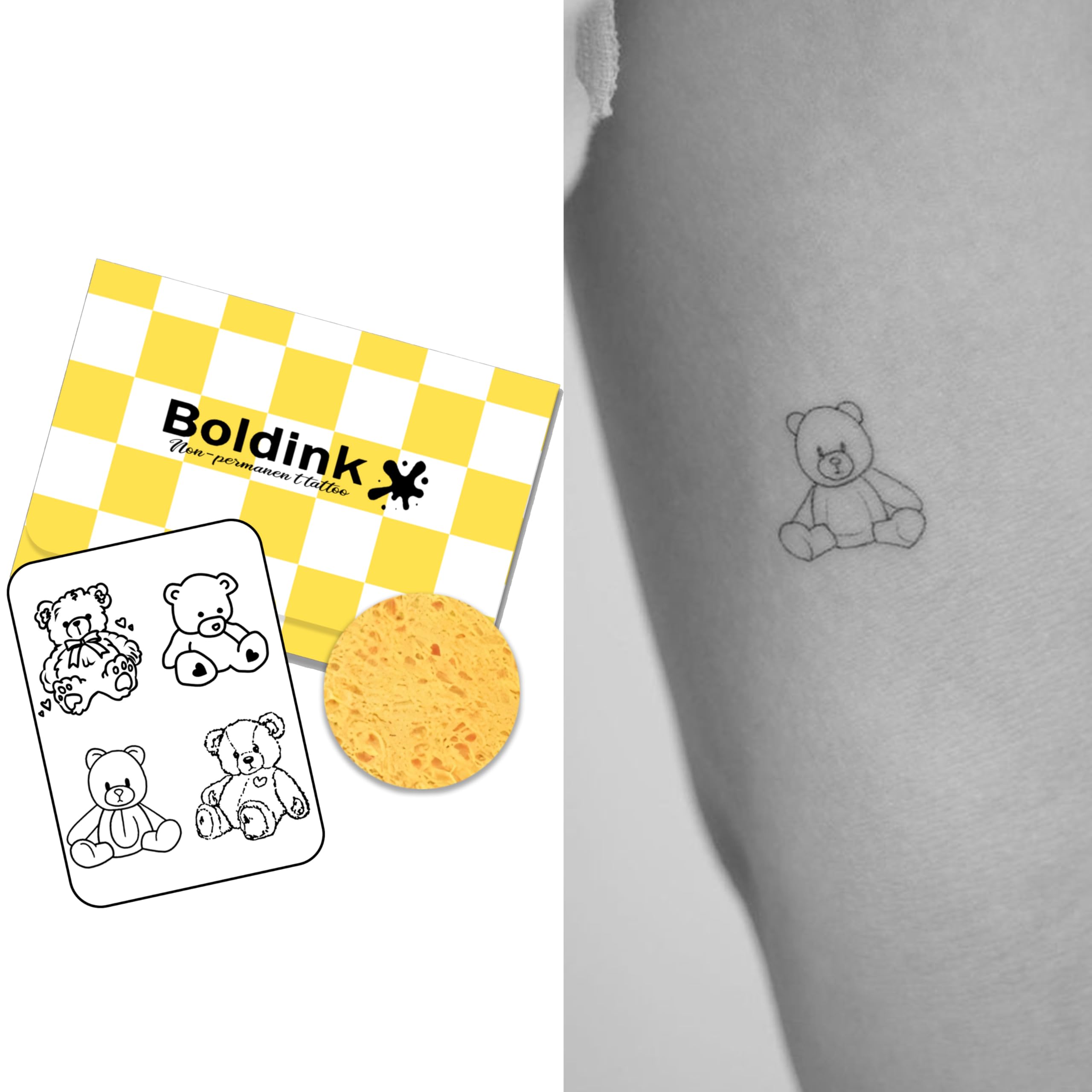 Boldink Bear Doll Semi-Permanent Tattoos – Realistic, Waterproof, 7–14 Day Wear