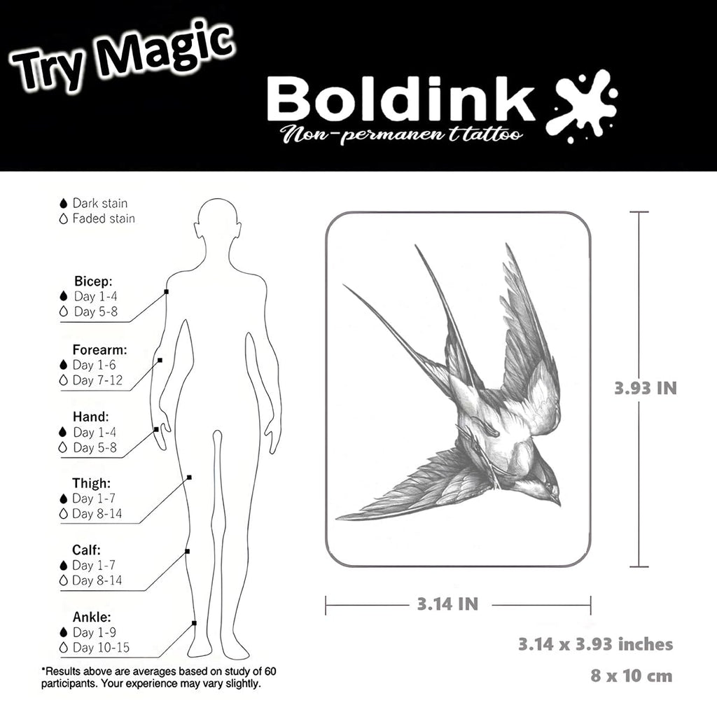 Boldink Semi-Permanent Tattoos – Realistic, Waterproof Temporary Tattoos (7-15 Days) with Gift-Ready Packaging