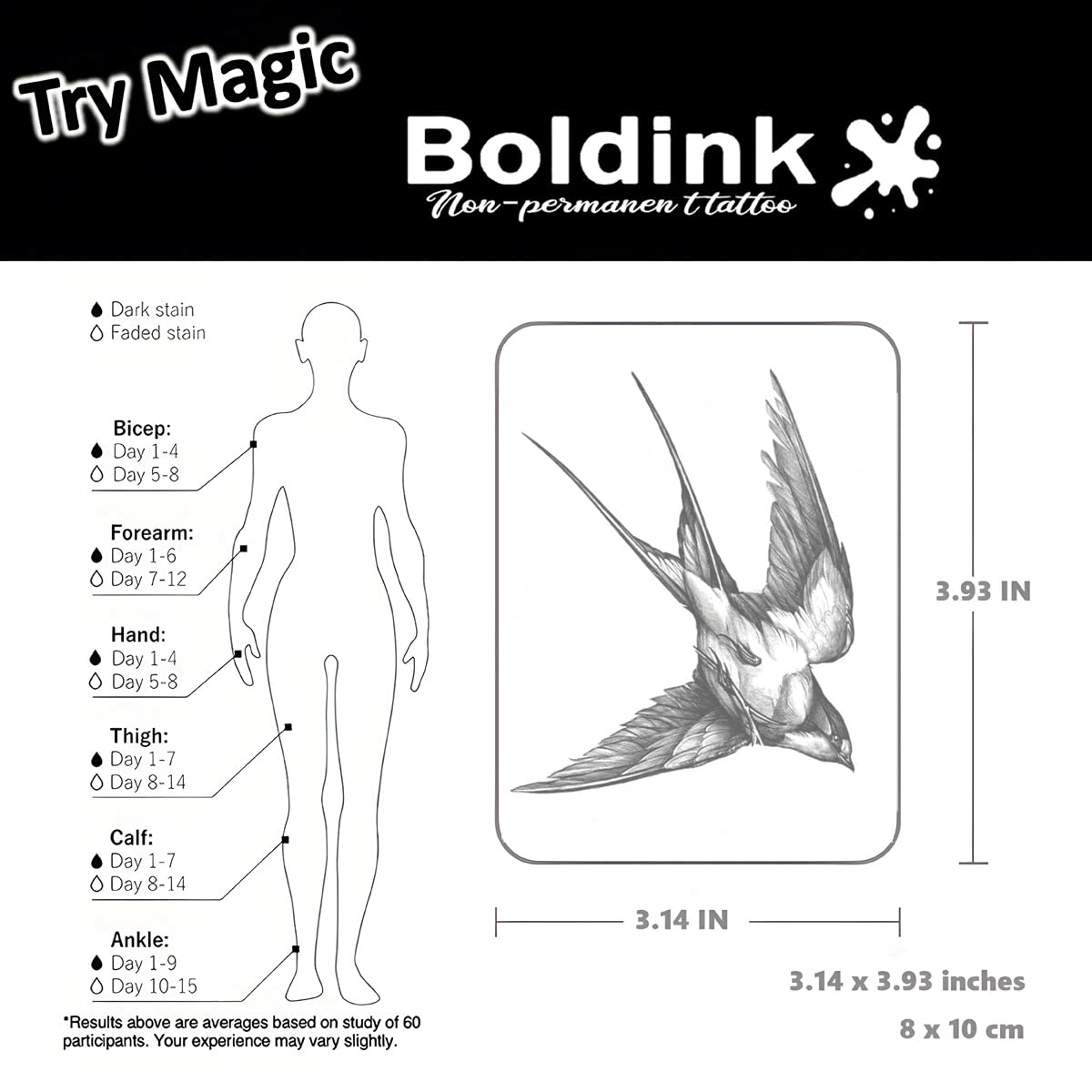 Boldink Semi-Permanent Tattoos – Realistic, Waterproof Temporary Tattoos (7-15 Days) with Gift-Ready Packaging