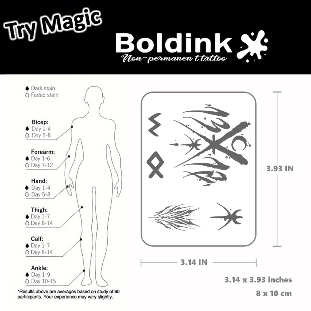 Boldink Finger Tattoos – Waterproof, Non-Reflective Semi-Permanent Tattoos, Gift-Ready Packaging