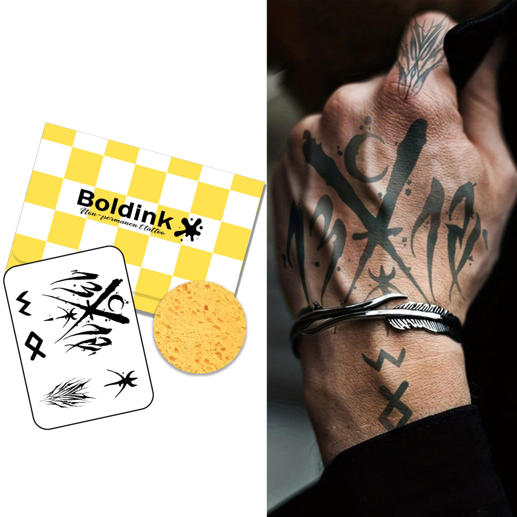 Boldink Finger Tattoos – Waterproof, Non-Reflective Semi-Permanent Tattoos, Gift-Ready Packaging