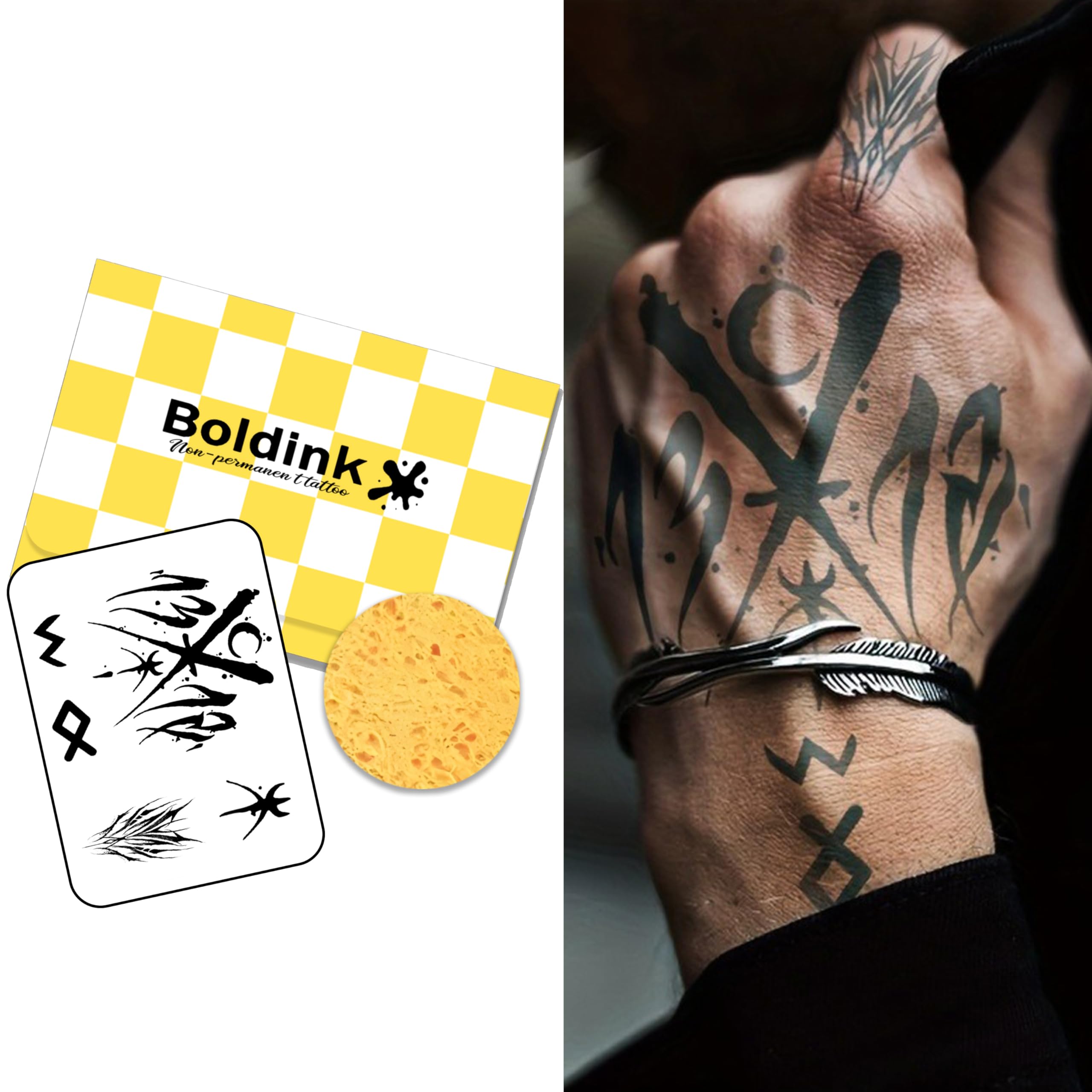 Boldink Finger Tattoos – Waterproof, Non-Reflective Semi-Permanent Tattoos, Gift-Ready Packaging