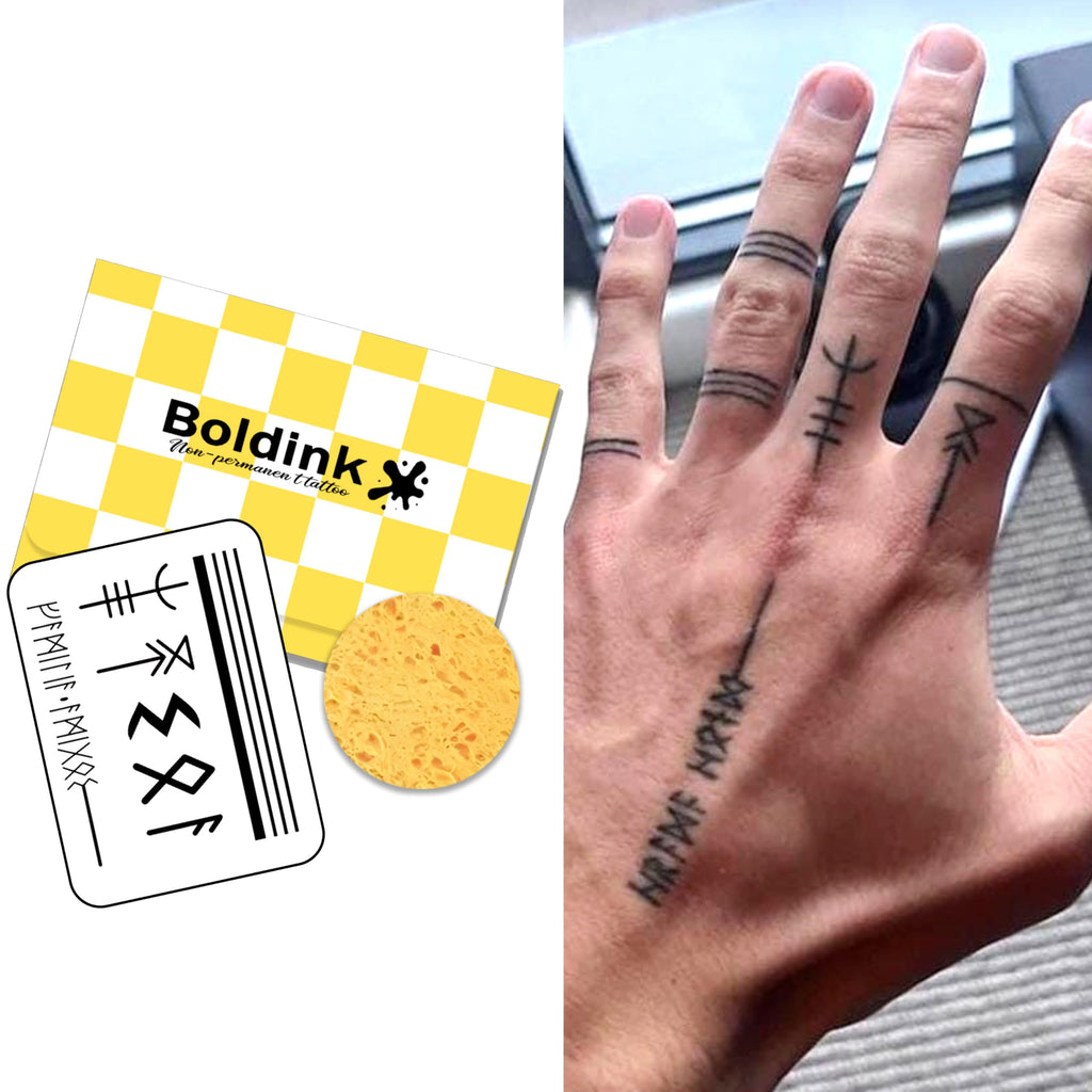 Boldink Semi-Permanent Finger Tattoos — Realistic, Waterproof & Non-Reflective | Gift Packaging (12 Tattoos)