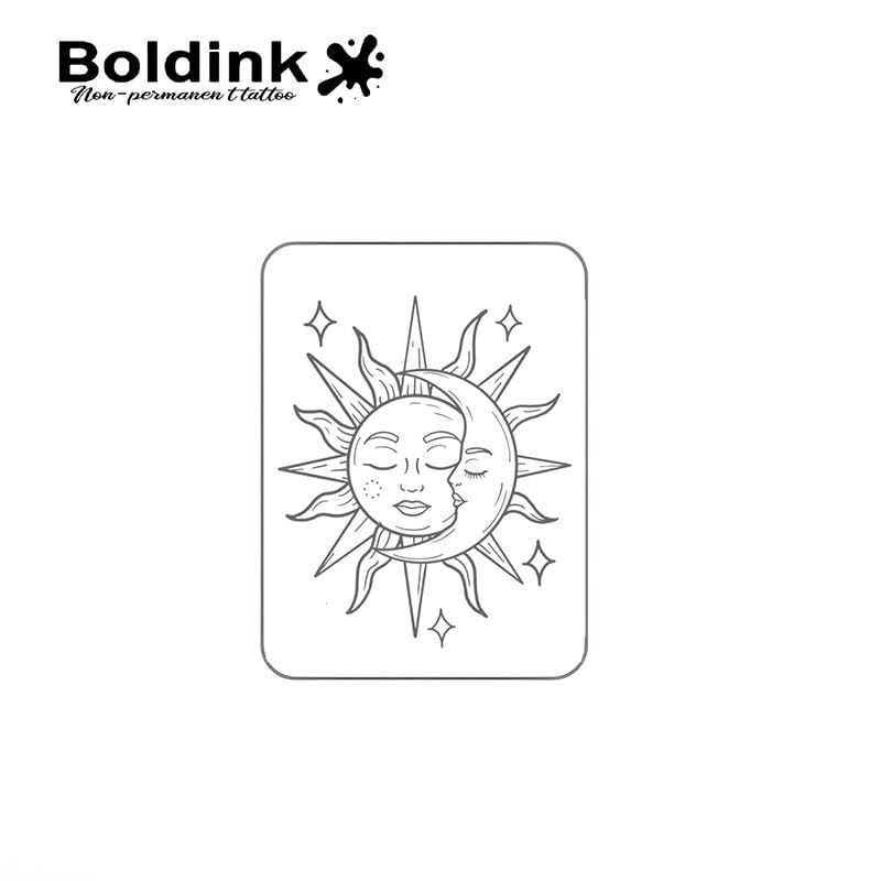 Boldink Semi-Permanent Tattoos – Realistic Waterproof Temporary Tattoos (Sun and Moon 3)