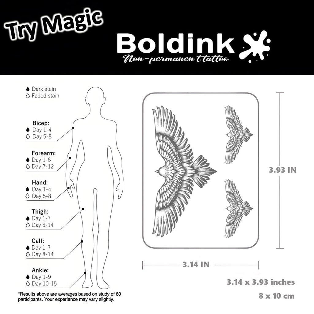 Boldink Semi-Permanent Tattoos – Realistic, Waterproof, 7–14 Day Wear