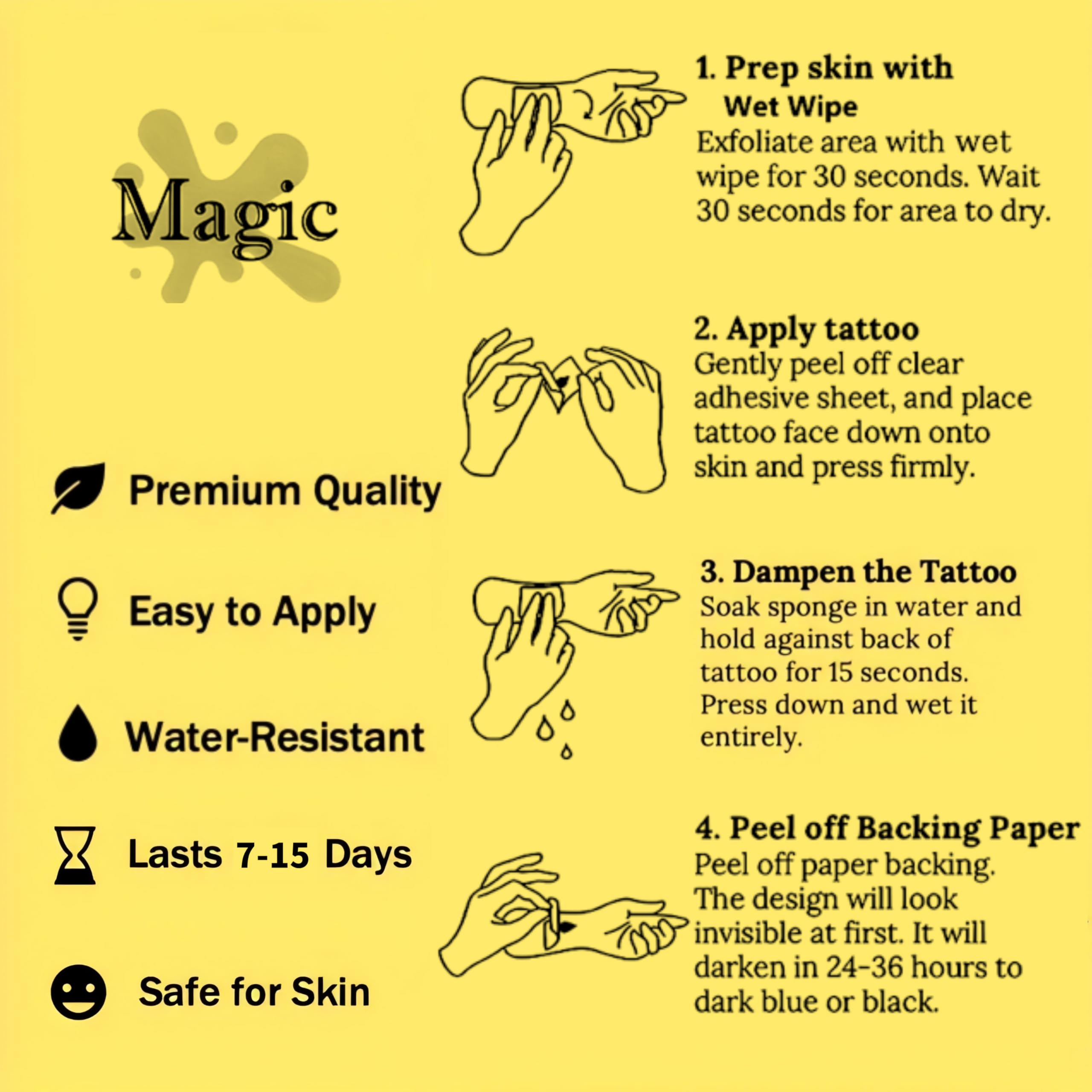 Boldink Temporary Tattoos – Finger Tattoo 24 | 15 Days Long-Lasting, Waterproof & Non-Reflective