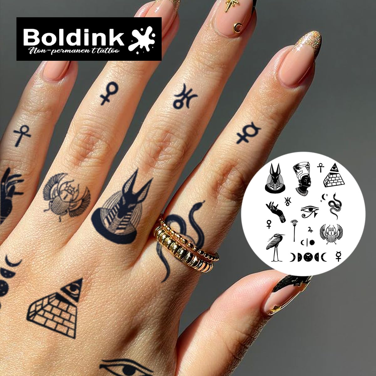 Boldink Temporary Tattoos – Finger Tattoo 24 | 15 Days Long-Lasting, Waterproof & Non-Reflective