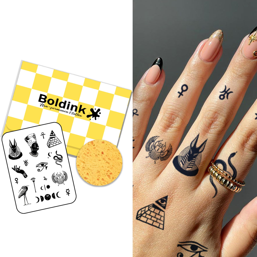 Boldink Temporary Tattoos – Finger Tattoo 24 | 15 Days Long-Lasting, Waterproof & Non-Reflective