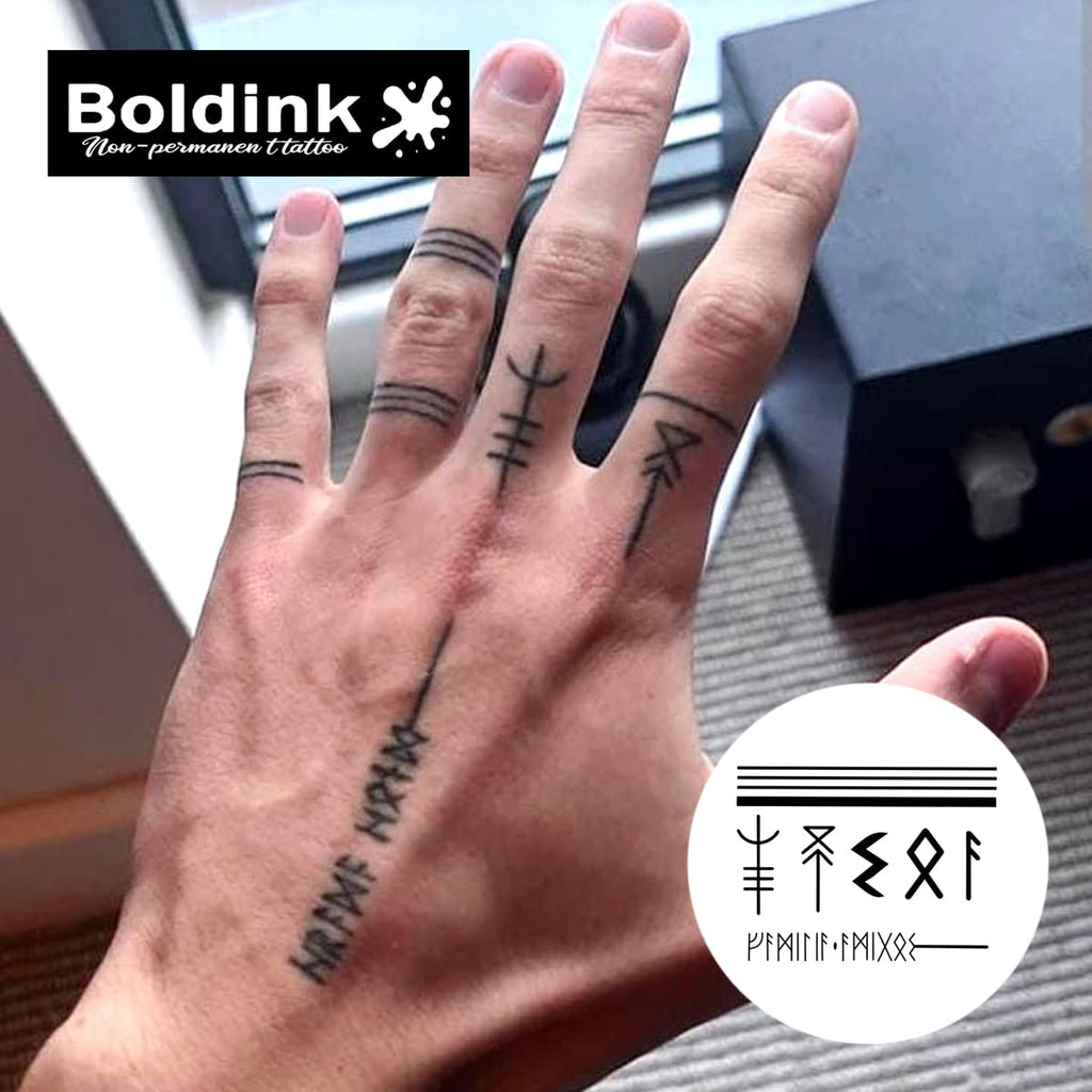 Boldink Semi-Permanent Finger Tattoos — Realistic, Waterproof & Non-Reflective | Gift Packaging (12 Tattoos)