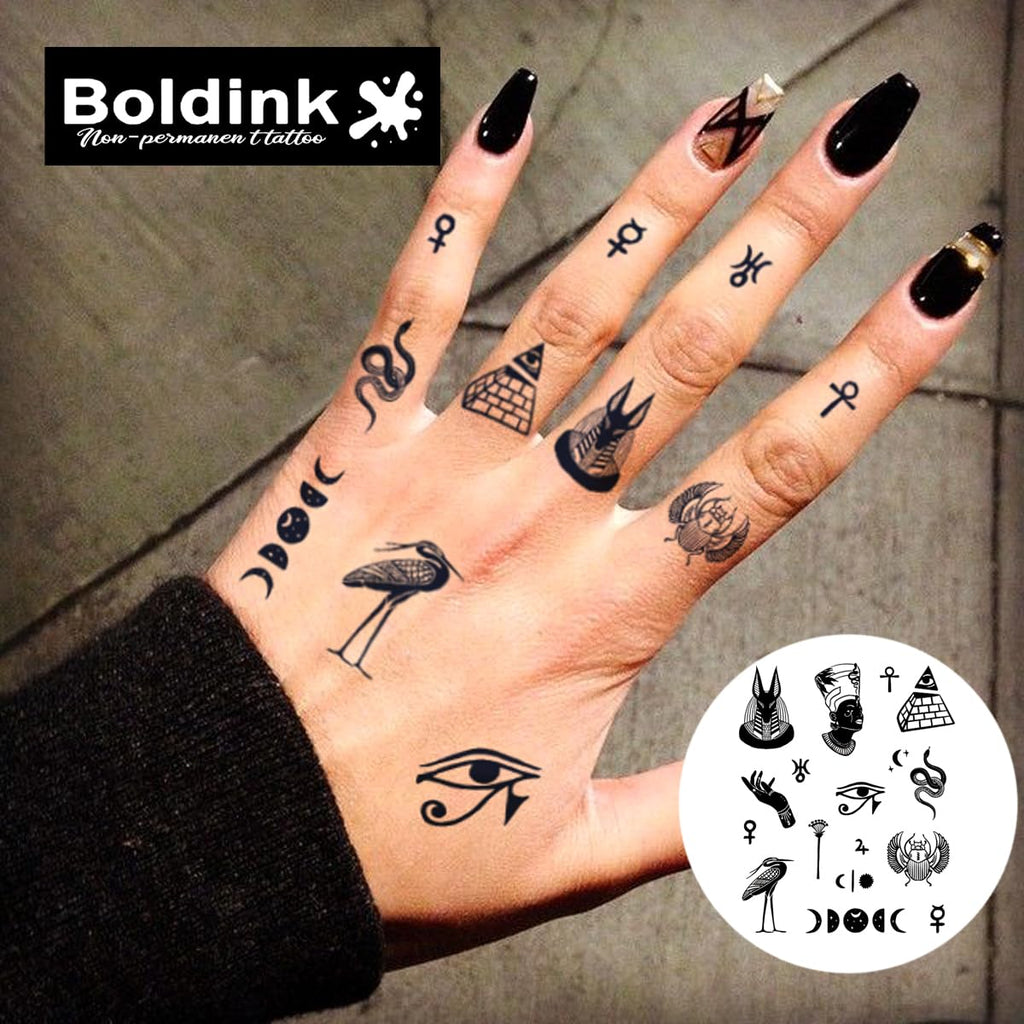 Boldink Temporary Tattoos – Finger Tattoo 24 | 15 Days Long-Lasting, Waterproof & Non-Reflective