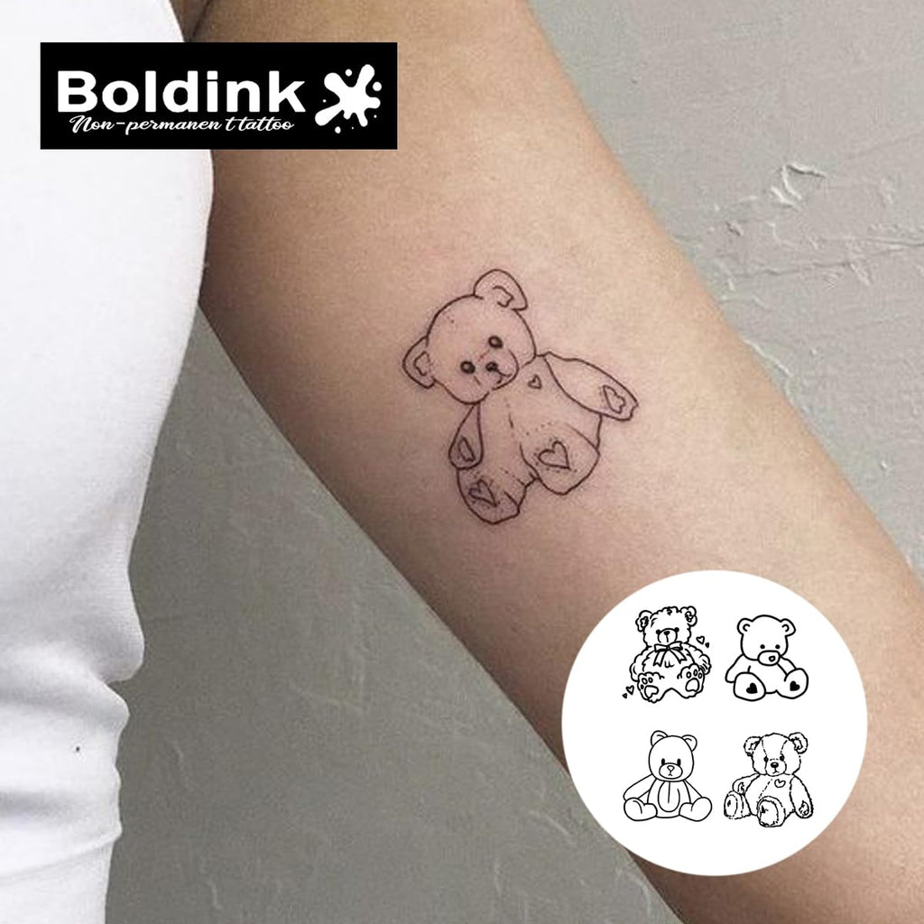 Boldink Bear Doll Semi-Permanent Tattoos – Realistic, Waterproof, 7–14 Day Wear