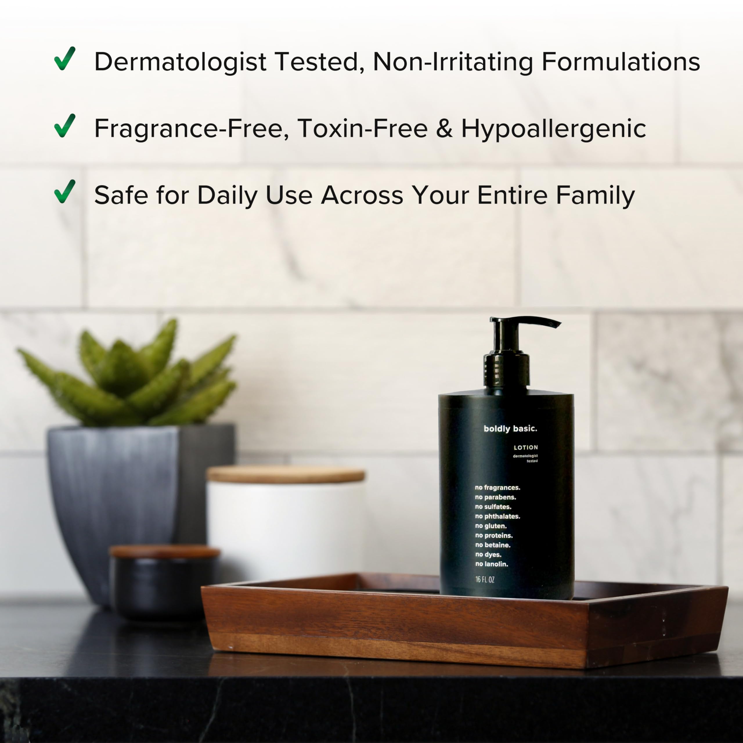 Boldly Basic Fragrance Free Lotion – Gentle, Non-Greasy Moisturizer for Dry & Sensitive Skin | Dermatologist Tested
