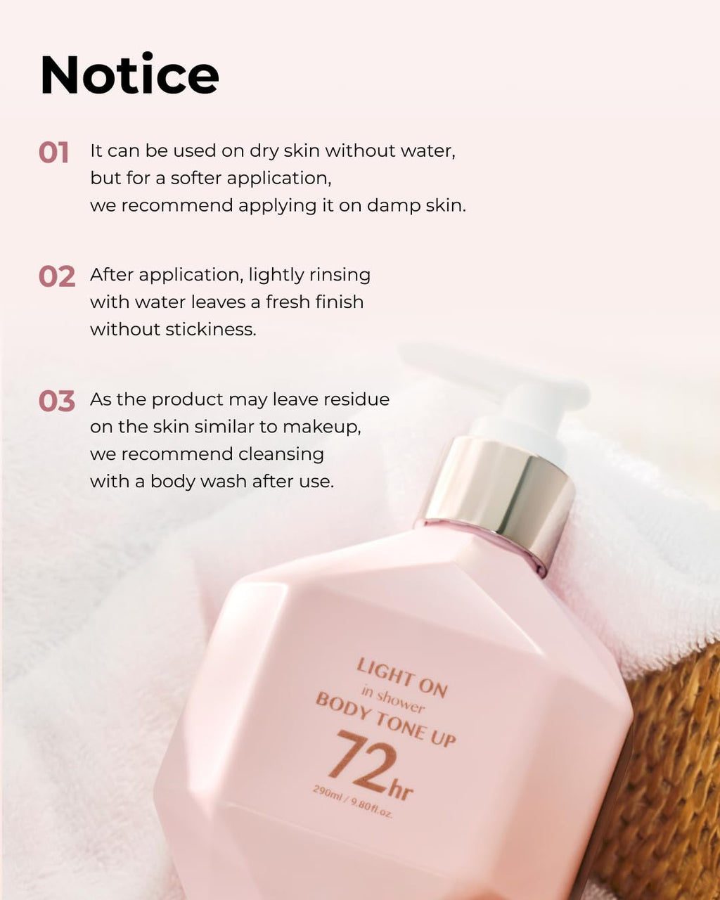 BOM Light On In-Shower Body Tone-Up Lotion 9.80 fl.oz – Natural Tone, Lightweight & Non-Greasy