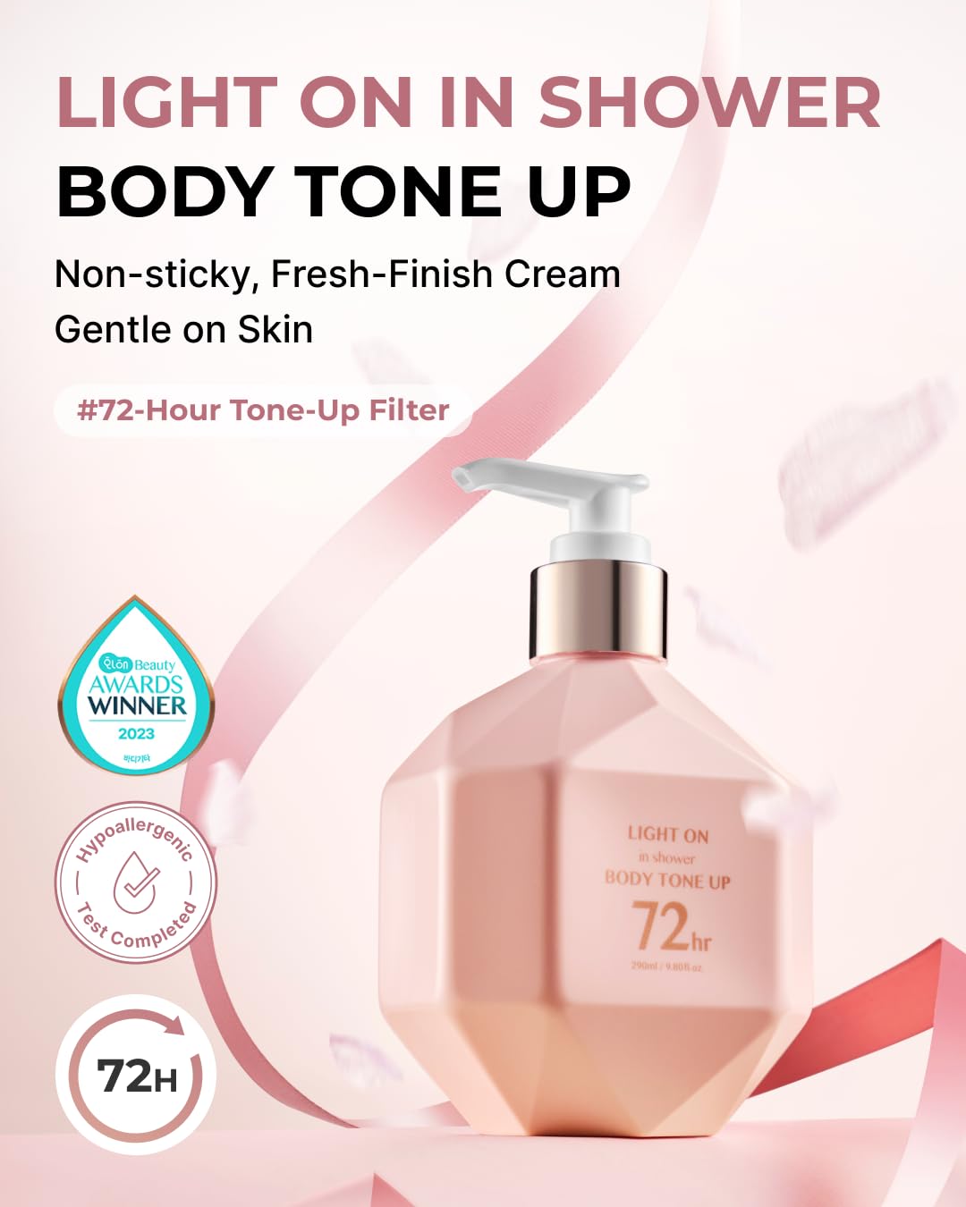 BOM Light On In-Shower Body Tone-Up Lotion 9.80 fl.oz – Natural Tone, Lightweight & Non-Greasy