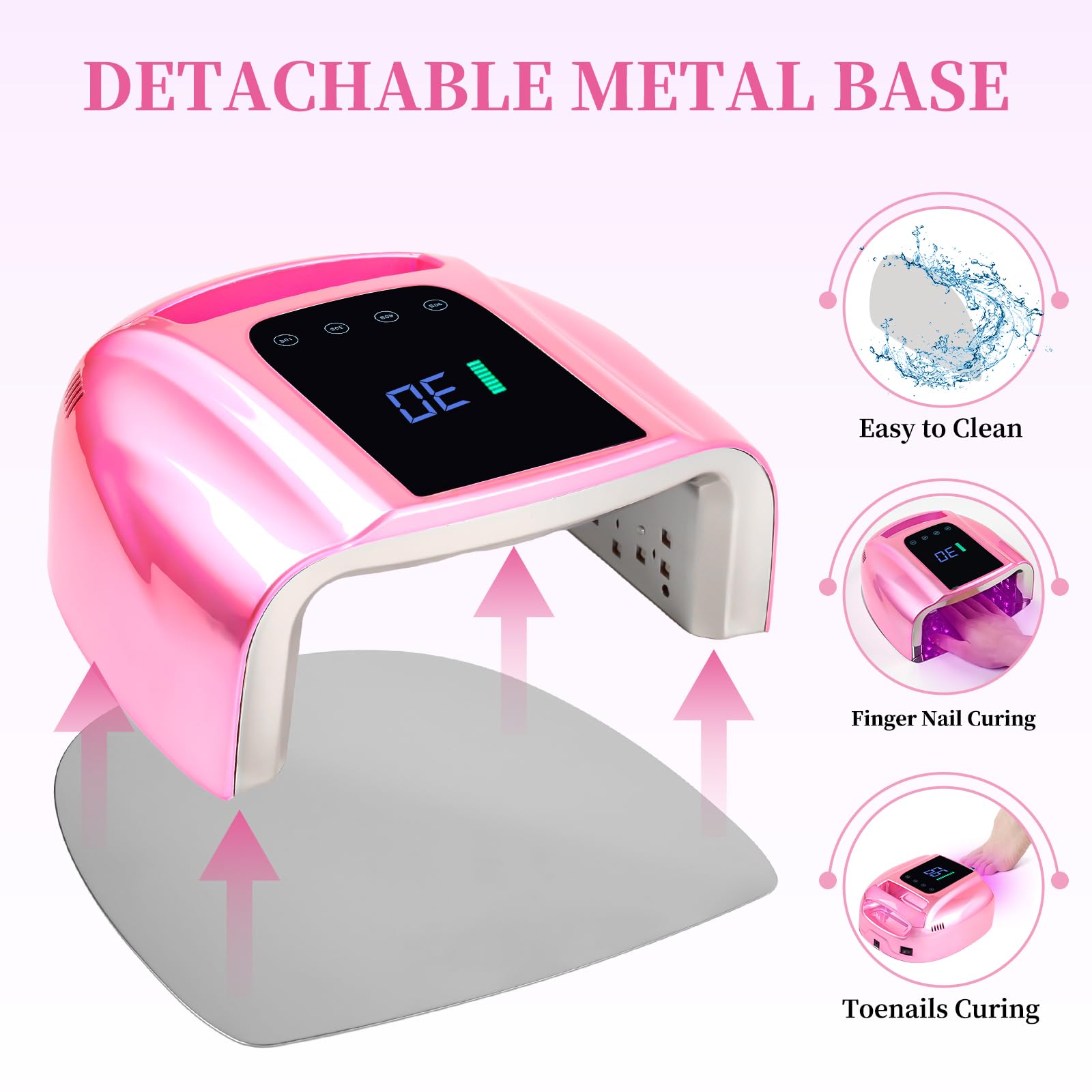 BOMOQING 96W Rechargeable UV LED Nail Lamp with LCD Display – Cordless, 4 Timer Settings