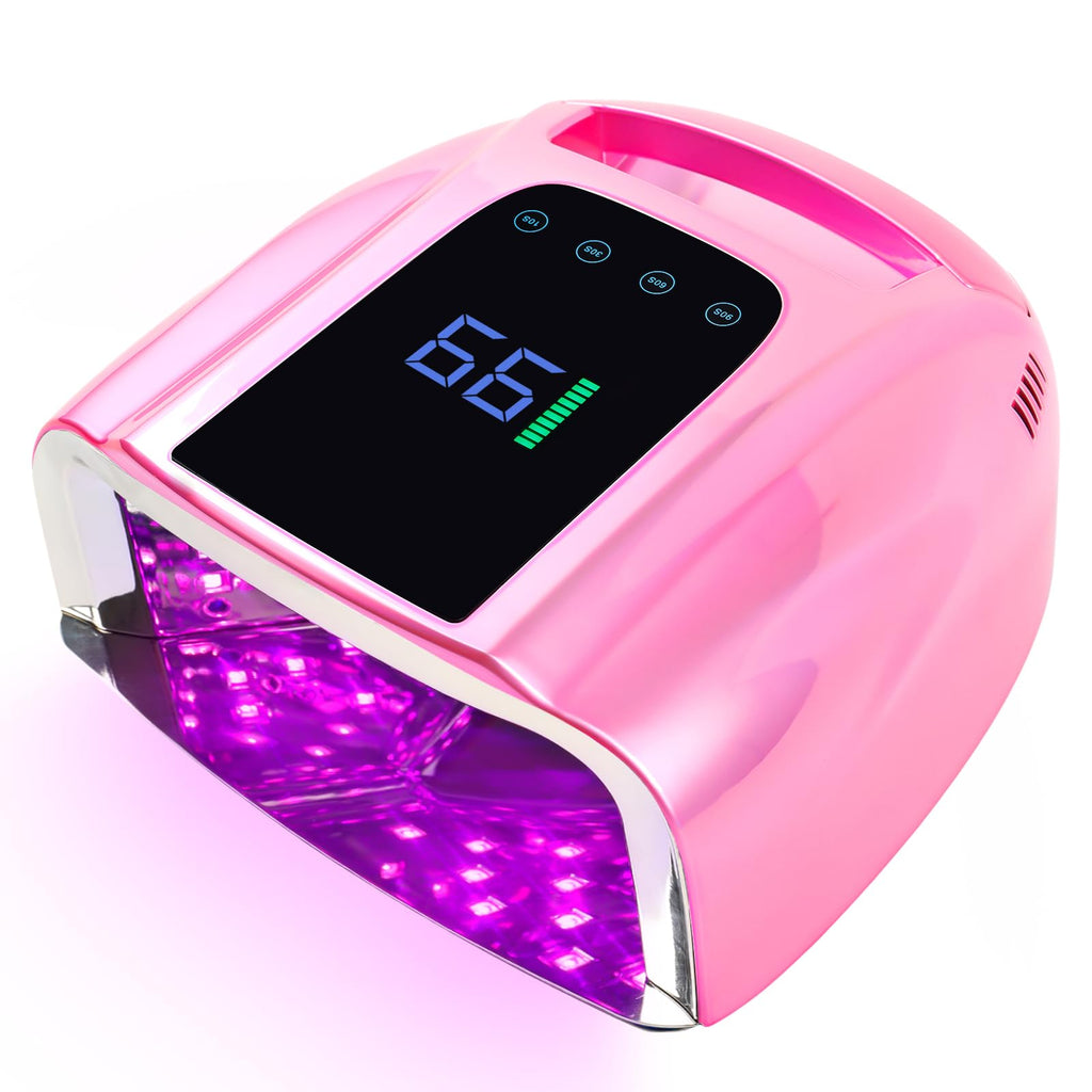 BOMOQING 96W Rechargeable UV LED Nail Lamp with LCD Display – Cordless, 4 Timer Settings
