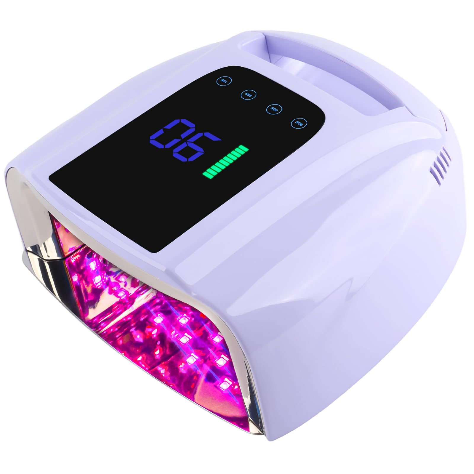 BOMOQING 96W Rechargeable UV LED Nail Lamp with LCD Display, Cordless, 4 Timer Settings - Violet