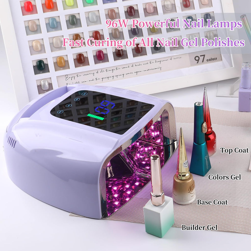 BOMOQING 96W Rechargeable UV LED Nail Lamp with LCD Display, Cordless, 4 Timer Settings - Violet
