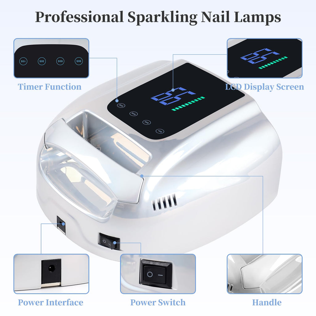 BOMOQING 96W Rechargeable UV LED Nail Lamp – Cordless, LCD, 4 Timers, Smart Sensor