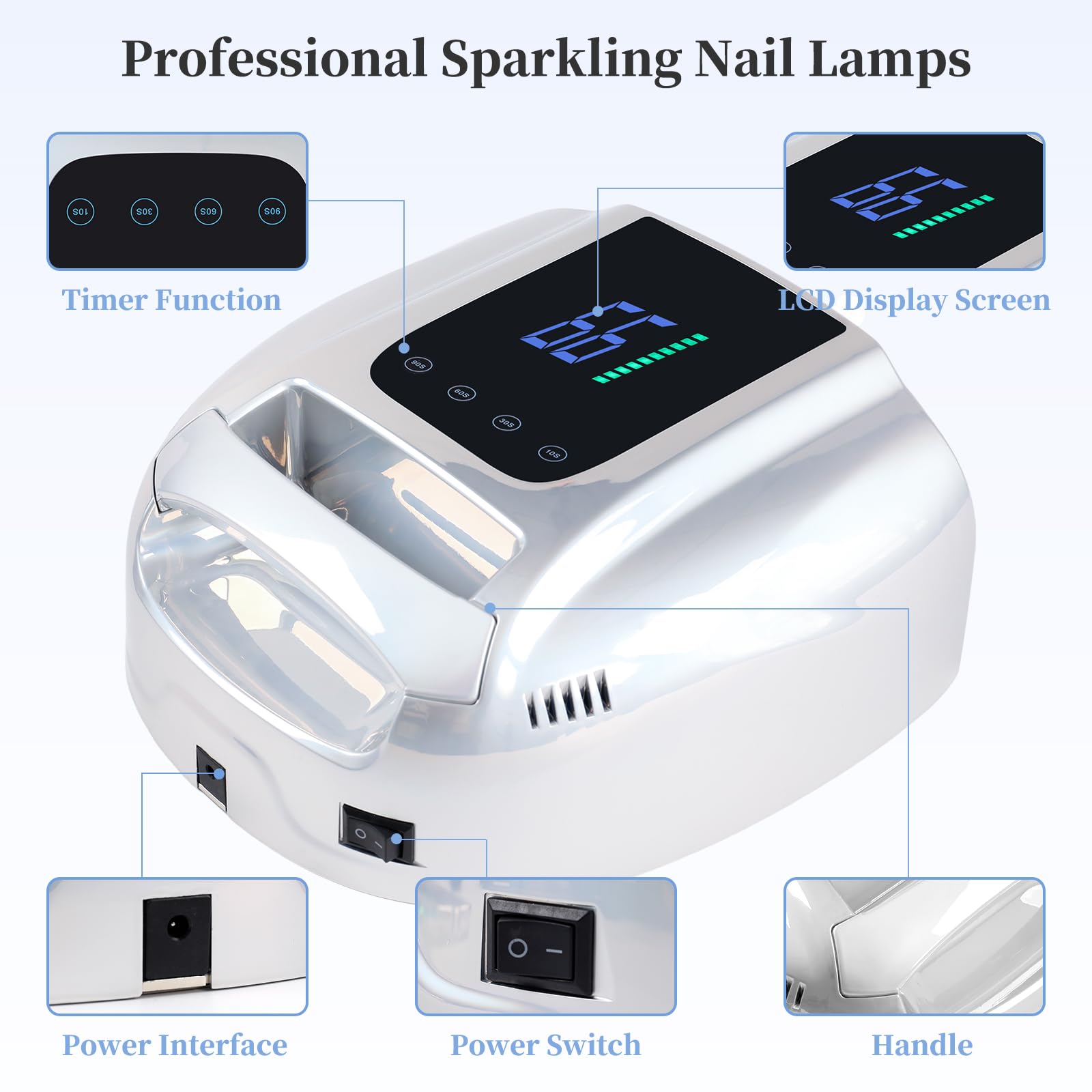BOMOQING 96W Rechargeable UV LED Nail Lamp – Cordless, LCD, 4 Timers, Smart Sensor