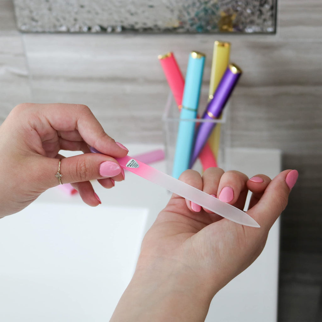 Bona Fide Beauty Czech Glass Nail File Set – 5-Pack with Hard Case