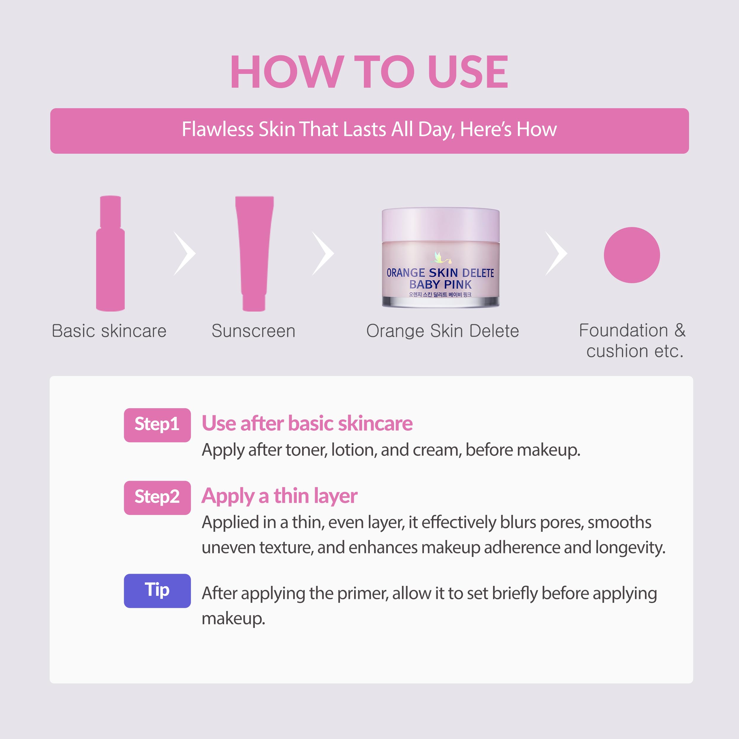 bonamedusa Orange Skin Delete Pore Primer – Baby Pink 30g